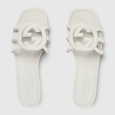 Gucci Gg Interlocking Slides In White