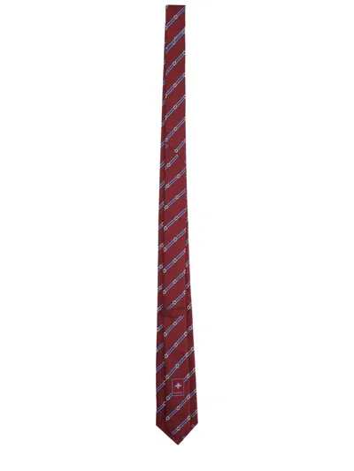 Gucci Men Gg Jacquard Tie And Stirrup In Red