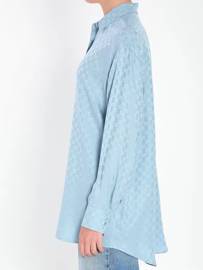 Gucci Women Gg Silk Jacquard Oversized Shirt In Multi