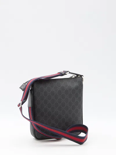 Gucci Web Stripe Gg Canvas Crossbody Bag In Gray