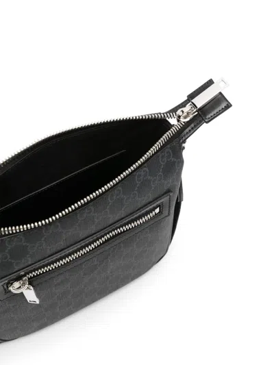 Gucci Web Stripe Gg Canvas Crossbody Bag In Gray