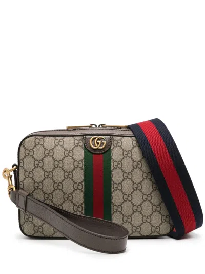 Gucci Men Gg Supreme Fabric And Leather Small Ophidia Gg Crossbody Bag In Multi