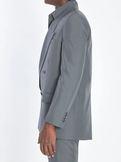 Gucci Burberry Beige Reversible Wool Cape With Burberry Check In Gray