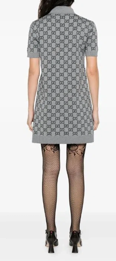 Gucci Gg Monogram Polo Reversible Mini Dress In Gray