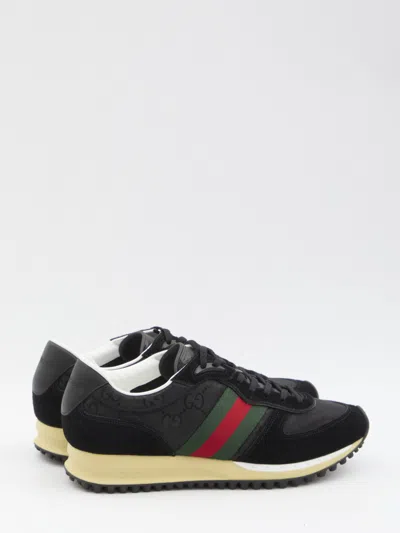 Gucci Sneaker Re-motion In Black Gg Fabric Men