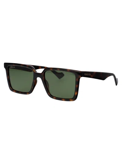 Gucci Havana Havana Green Acetate Sunglasses In Brown