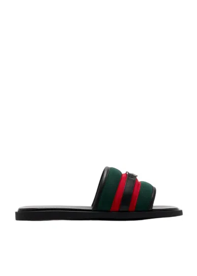 Gucci Men Gg Motif Slider Sandals In White
