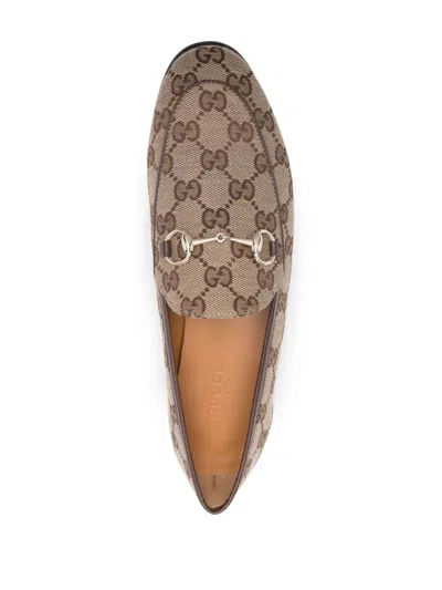 Gucci Women Gg Fabric Jordaan Loafers In Brown
