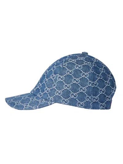 Gucci Kids Hat Junior "faline Denim Gg" In Blue