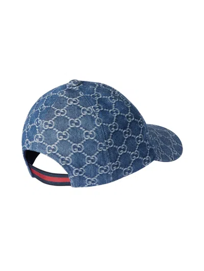 Gucci Kids Hat Junior "faline Denim Gg" In Blue