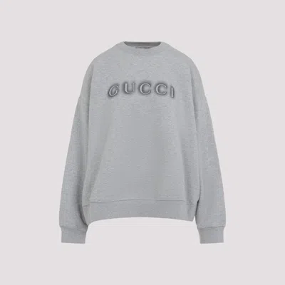 Gucci Logo Detail Cotton Sweatshirt In Gray