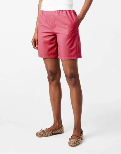 Gucci Logo Waistband Wool Shorts In Pink