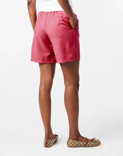 Gucci Logo Waistband Wool Shorts In Pink