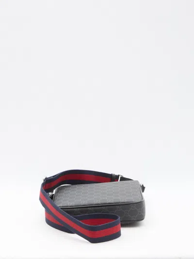 Gucci Web Stripe Gg Canvas Crossbody Bag In Gray