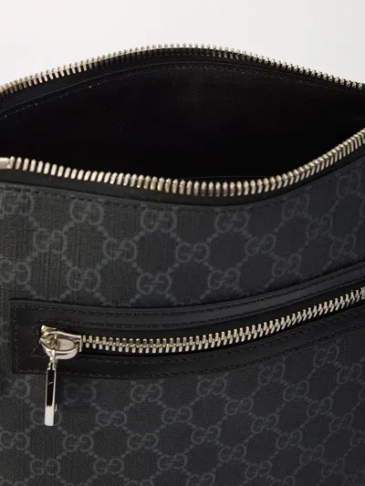 Gucci Web Stripe Gg Canvas Crossbody Bag In Gray