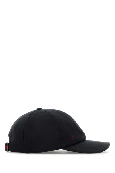 Gucci Wool Baseball Cap Featuring A Curved Brim In Black