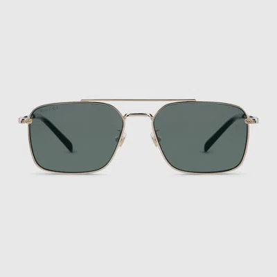 Gucci Specialized Fit Rectangular Sunglasses In Green