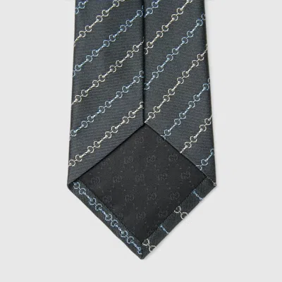 Gucci Silk Jacquard Tie With Clamp In Green