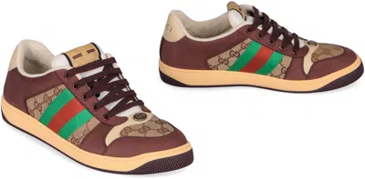Gucci Men Gg Fabric Leather Sneakers