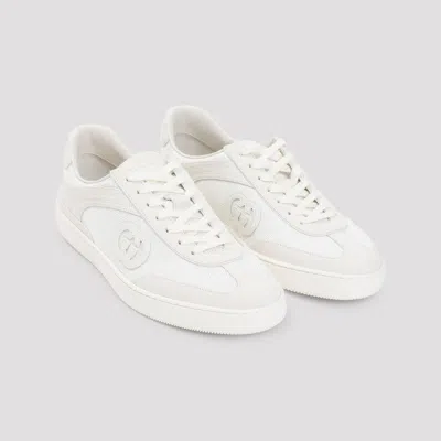 Gucci White Suede And Fabric Sneakers In Nude