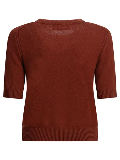 Guest In Residence Brown Cashmere T-shirt In Burgundy
