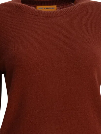 Guest In Residence Brown Cashmere T-shirt In Burgundy