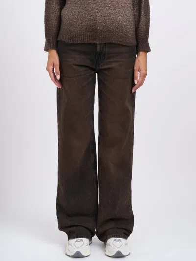 Haikure Brown Vintage Effect Korea Jeans In Multi