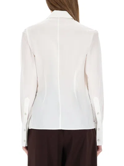 Helmut Lang Long Sleeve Wrap Top With Collared Neck In White