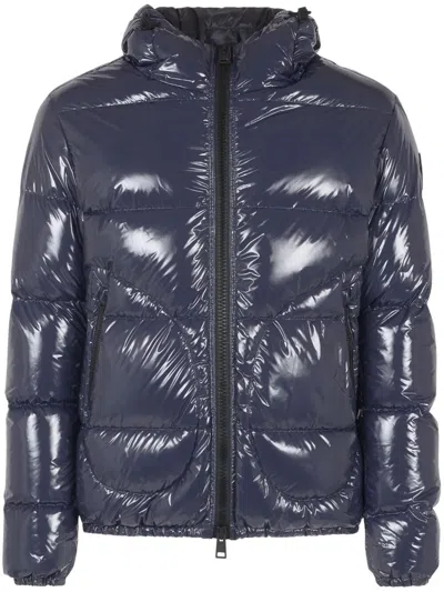 Herno Blue High-gloss Bomber Jacket In Blue