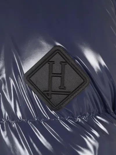 Herno Blue High-gloss Bomber Jacket In Blue