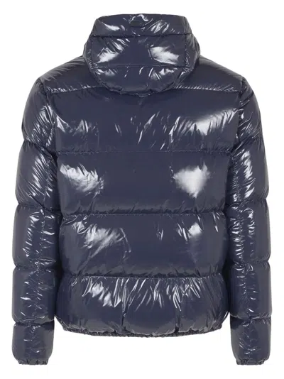 Herno Blue High-gloss Bomber Jacket In Blue