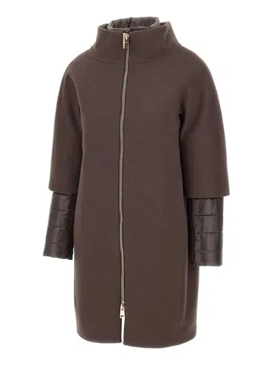 Herno Detachable-panels Virgin-wool Coat Clothing In Brown