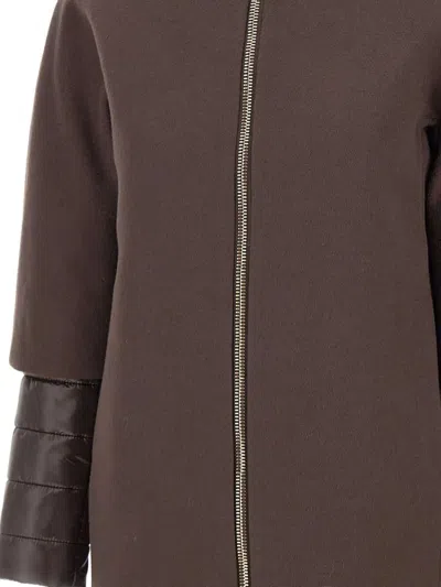 Herno Detachable-panels Virgin-wool Coat Clothing In Brown