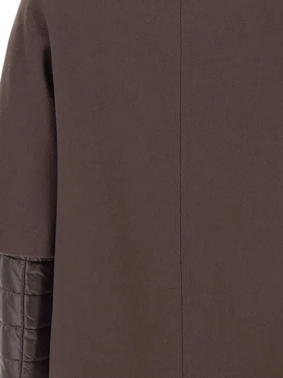 Herno Detachable-panels Virgin-wool Coat Clothing In Brown