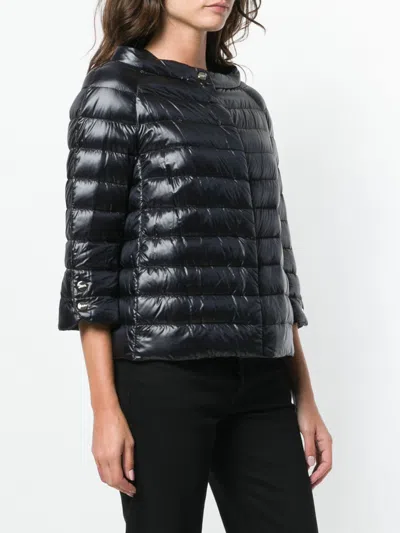 Herno Collarless Quilted Jacket In Black