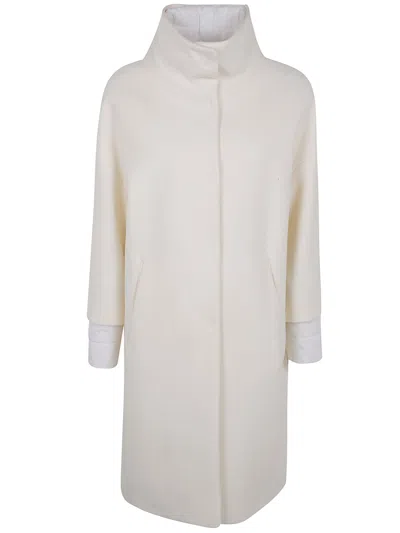 Herno Long Zip Jacket Concealed Pockets In Neutral