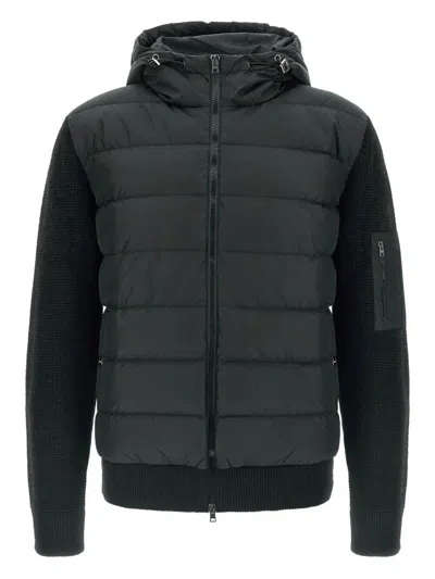 Herno Padded Bomber Jacket With Wool Sleeves Clothing In Black