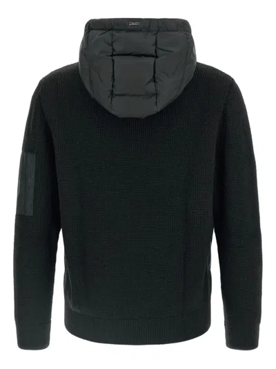 Herno Padded Bomber Jacket With Wool Sleeves Clothing In Black
