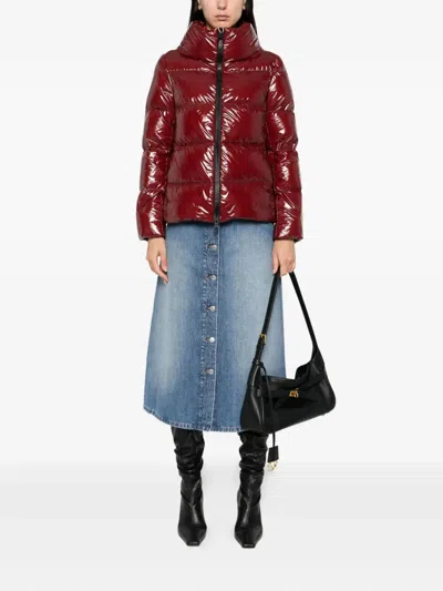 Herno Padded Jacket With A High Collar In Red