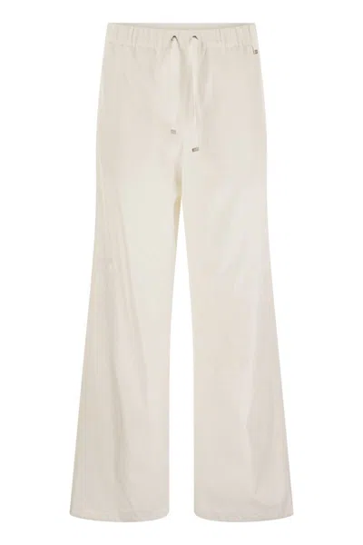 Herno Resort Cotton Trousers With Drawstring In Neutral