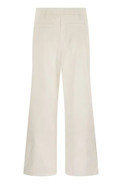 Herno Resort Cotton Trousers With Drawstring In Neutral