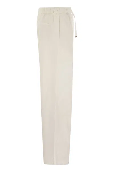 Herno Resort Cotton Trousers With Drawstring In Neutral
