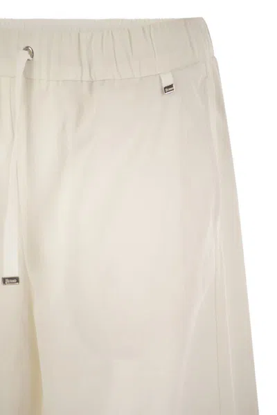 Herno Resort Cotton Trousers With Drawstring In Neutral
