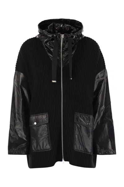 Herno Resort Jacket In Wool And Ultralight Nylon In Black
