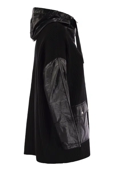 Herno Resort Jacket In Wool And Ultralight Nylon In Black