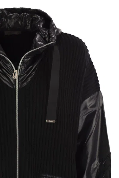 Herno Resort Jacket In Wool And Ultralight Nylon In Black