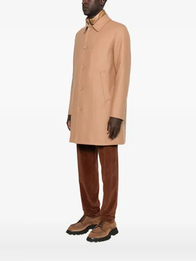 Herno Padded Coat With Collared Design And Pockets In Brown