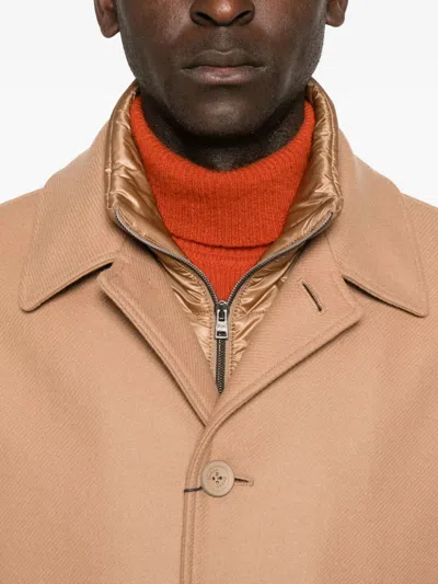 Herno Padded Coat With Collared Design And Pockets In Brown