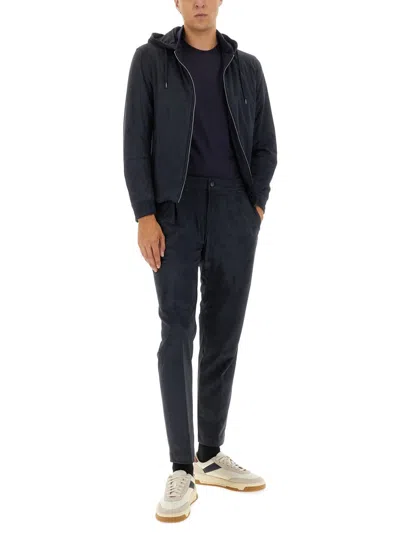 Herno Suede Microfibre Jacket In Blue