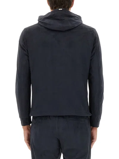 Herno Suede Microfibre Jacket In Blue